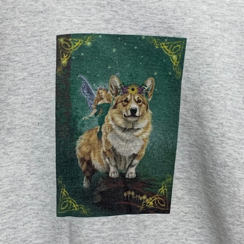 VTG 90's 2XL Hanes Graphic PrintPro Crewneck Sweatshirt Corgi w Fairy - Picture 2 of 8