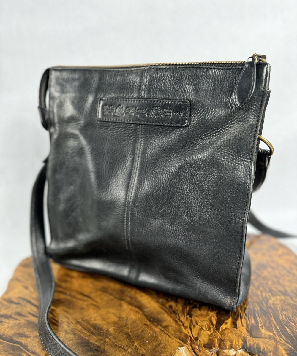 Vintage Fossil 1954 Crossbody Shoulder Bag Purse Pebbled Black