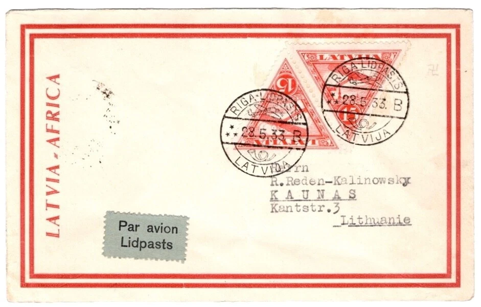 Aviation Cover Latvian Stamps