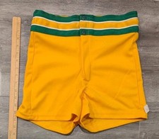 Vintage 80s Rawlings Coaches Baseball Softball Short Shorts Small Green Yellow