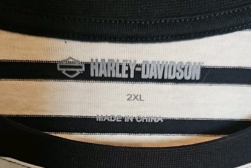 HARLEY DAVIDSON TEE-KNIT WOMEN'S 2XL BLACK STRIPE-NWT! RET$40 SALE $32 - Afbeelding 4 van 6