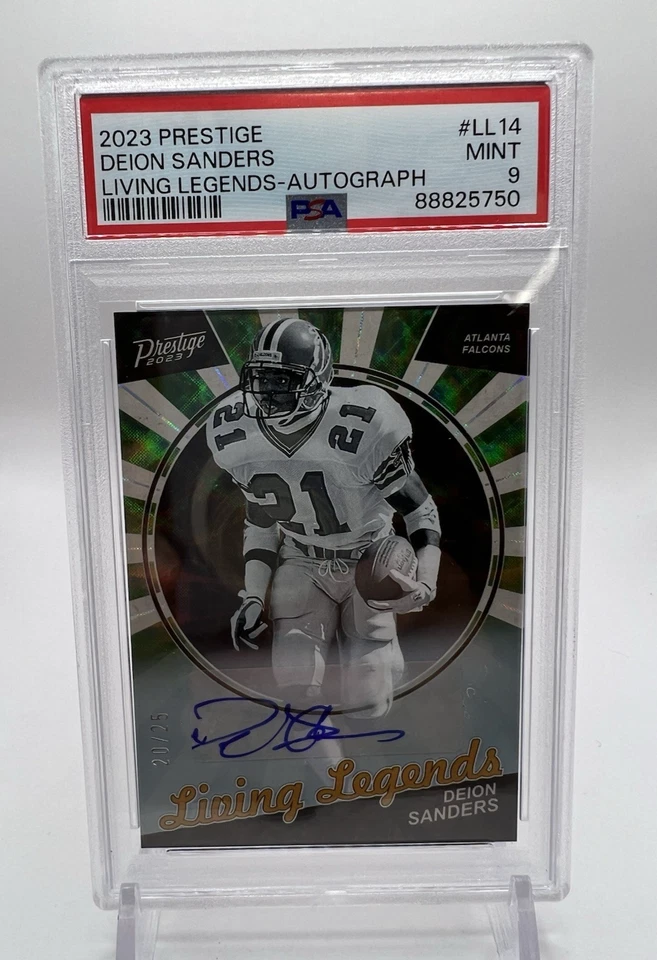 2023 Panini Prestige Deion Sanders Living Legends #LL14 Auto /25 PSA 9 MINT HOF - Image 2 of 4