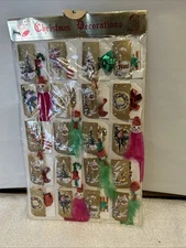 Vtg Christmas Gift Tags 3D NOS Japan Santa Snowman Angel Kitsch 1960s Cards