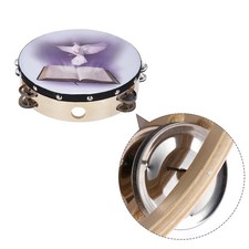 8 Inch Hand-Held Tambourine Wooden Hand Bell Early Education Percussion SVJJ