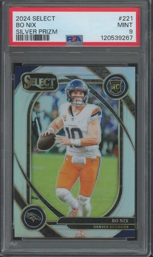 2024 Panini Select Club Level Silver Prizm #221 Bo Nix RC Rookie Mint PSA 9