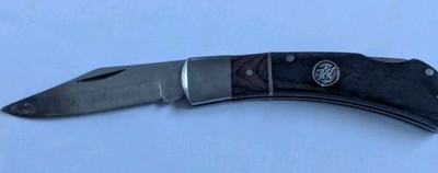 Vintage Winchester Folding Lockback Pocket Knife Wood Handle Round Logo Emb. #12