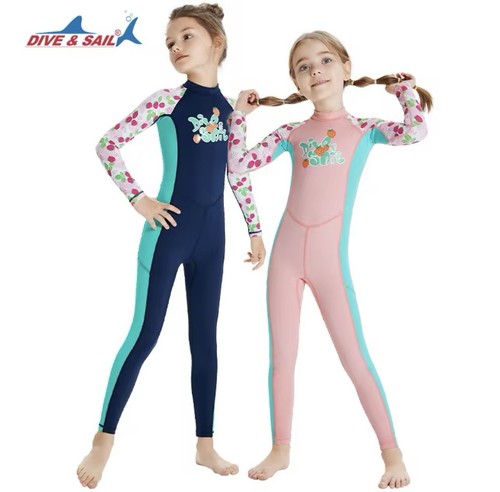 DIVE & SAIL  Girl Spandex One Piece Long Sleeve UV 50+ Swimwear - Picture 1 of 13