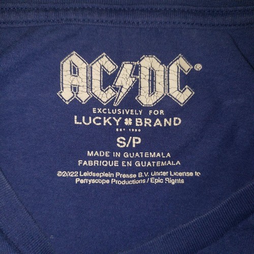 AC/DC Shirt Womens Small Navy Blue Lucky Brand 74 Jailbreak Tour Rock Band Tee - Picture 3 of 4