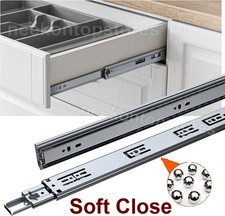 10"-24" Soft Close Drawer Slides Draw Runners Ball Bearing Heavy Duty Side Mount