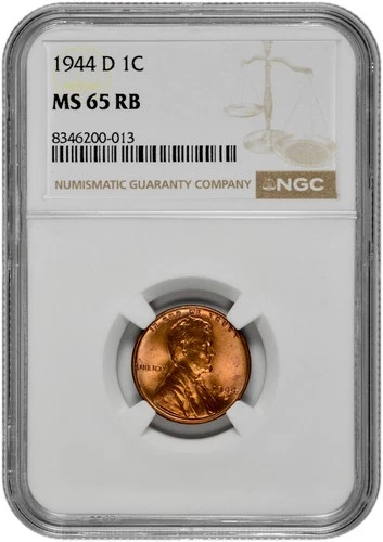 1944 D 1C Lincoln Wheat Cent NGC Graded MS 65 RB in New Holder