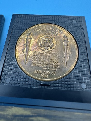 Vtg Pair John F Kennedy, Richard Nixon Inauguration Coins In Case 1973, 1961 JFK - Picture 3 of 9