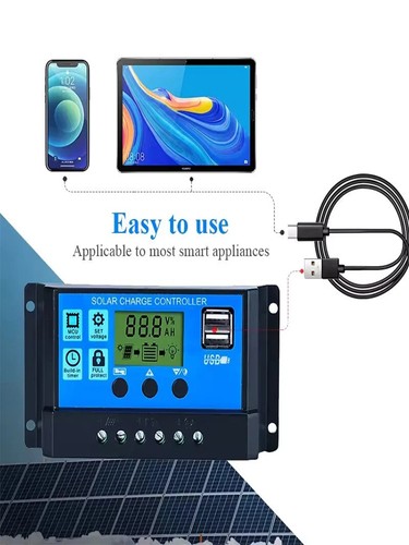 30A Solar Panel Battery Charge Controller 12V/24V-LCD-Regulator-Auto-Dual-USB-US - Picture 16 of 18