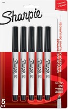 Sharpie 37161PP Permanent Markers Ultra Fine Point Black Ink 5 Count