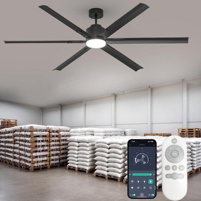 82'' Industrial Ceiling Fan Commercial w/ Light & Remote Reversible Quiet Motor