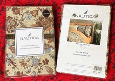 NEW 2 vintage standard Pillow Shams Nautica Megan Paisley tan/beige/brown COTTON