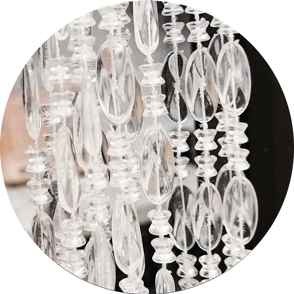 ave split Beaded Curtain Doorways Acrylic 39W x 78.7L (Pack of 1), Clear 