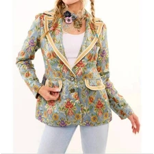 Aratta Renaissance Silk Jacquard Blazer Medium