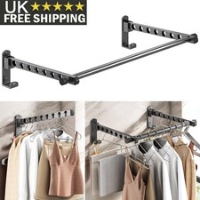 Wall Mounted Hanging Airer Folding Clothes Hanger Drying Rack Garment Organizer
