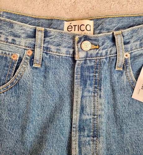 Pantalones de mezclilla para mujer ETICA Cassel de barril ultra alto piedra azul talla 31 - Imagen 3 de 4
