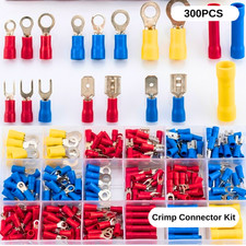 300PCS Crimp Connector Kit Ring Spade Fork Butt Wire Terminals Assortment Electr