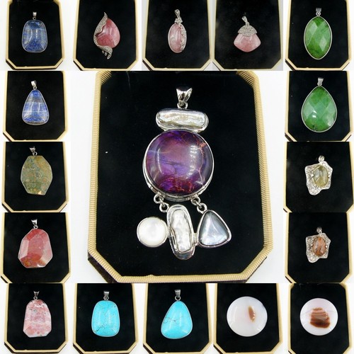 Rubin Lapislazuli Smaragd Blutjaspis Anhänger 925 Sterling Silber f. Halskette - Bild 1 von 29