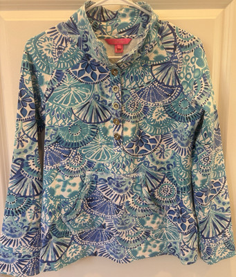 Lilly Pulitzer Womens Small Oasis Half Shell Terry Pullover 
