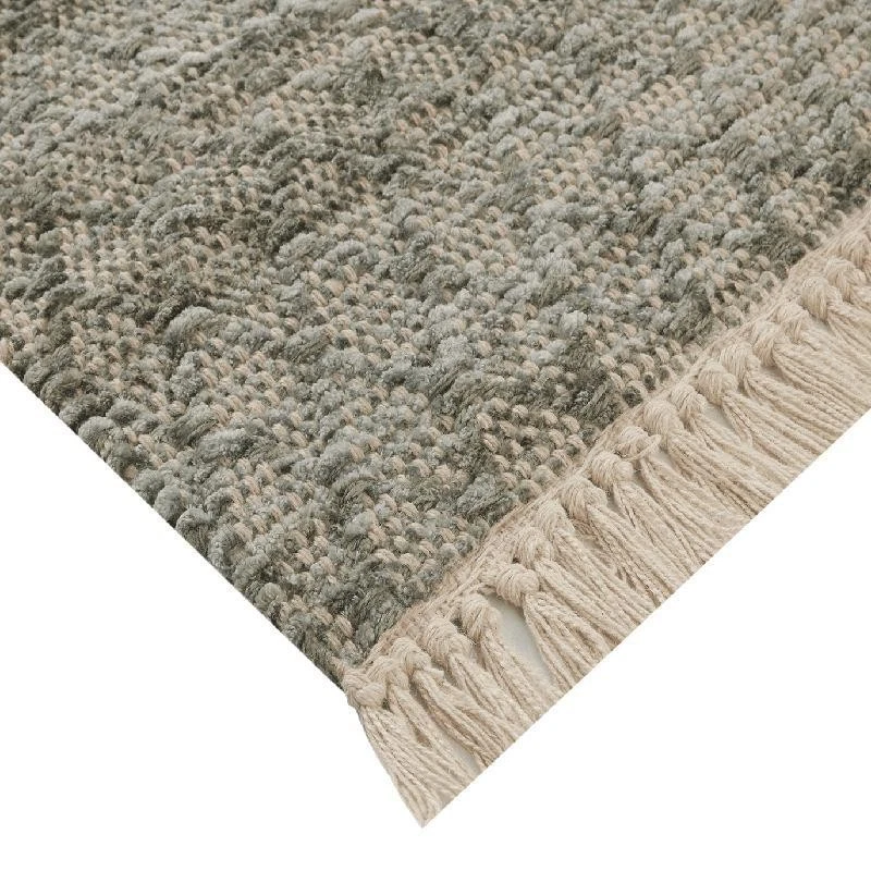 Hand Loomed 24x36 Indoor Accent Rug W/ Diamond Pattern Natural Fibers Fringed US - Image 2 of 4