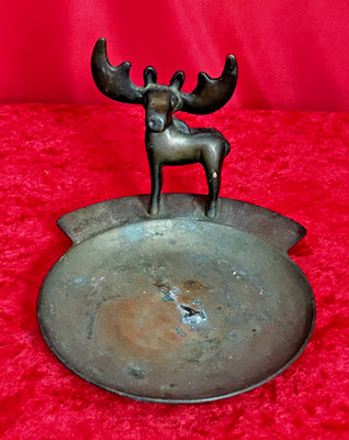 Loyal Order of Moose Membership Award 4.5'' Diameter Brass Ashtray B9