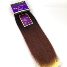 14" Outre Straight New Yaki 100 Human Hair Extension T1B/33 Off Black Auburn