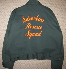 Mens VINTAGE 1970's "Suburban Rescue Squad" WORKWEAR Chain Stitch JACKET 46