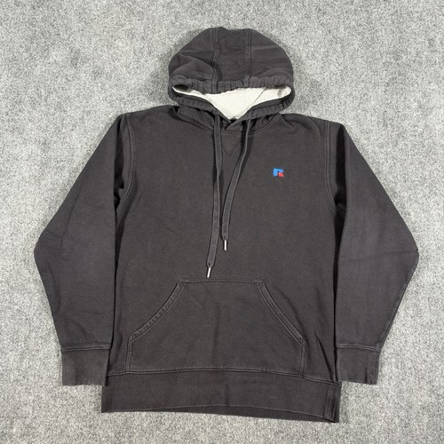 Vintage Russell Athletic Hoodie Mens Size Medium Black Pullover Embroidered