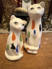 Vintage Handpainted Cat Salt & Pepper Pots By Manor Farm Pottery