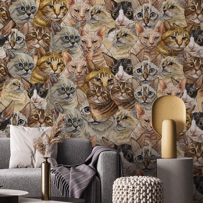 CAT life Printed Wallpaper,Pre Pasted, Decoration Wallpaper