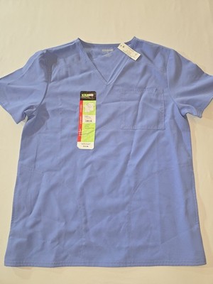 NWT Scrubstar Unisex Solid V-Neck Scrub Top WM01T895 Ciel Blue Small Medical #4