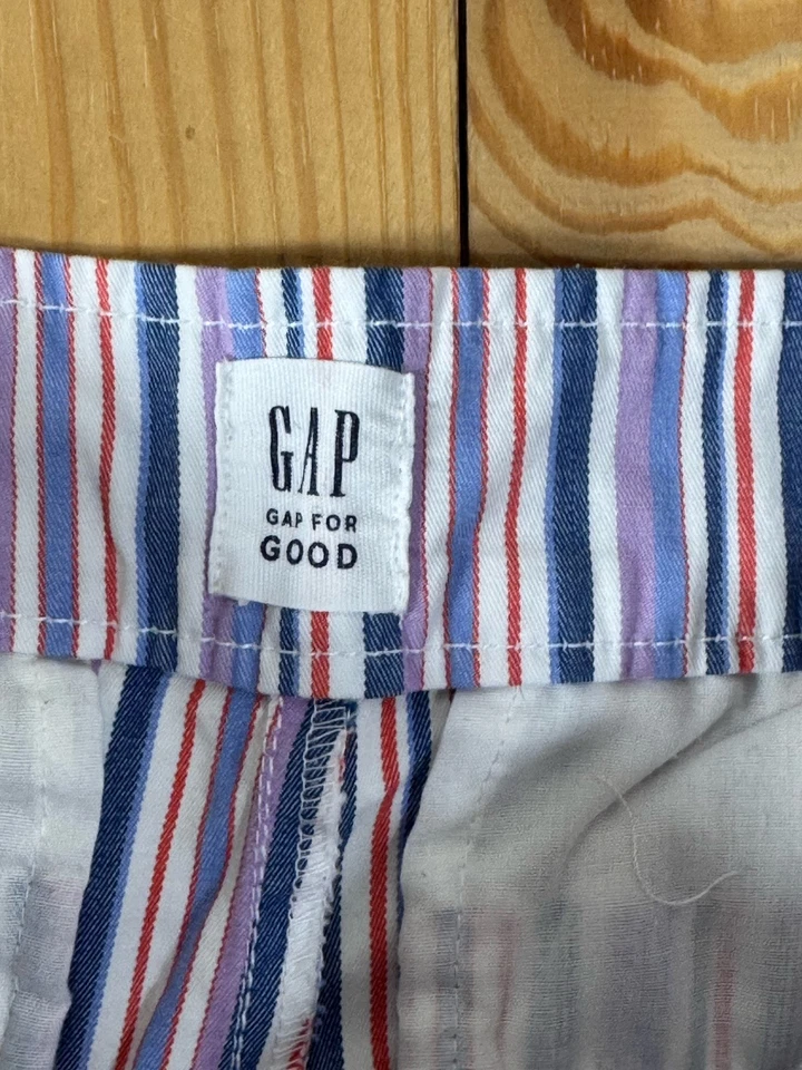 Pantalones Cortos Informales Gap Púrpura Azul Rayas Algodón Chino 5" Tiro Medio Para Mujer Talla 4 Foto 3 de 4
