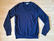 Lacoste V Neck Jumper 100 Cotton Long Sleeve Navy Men s Size XL