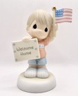 Precious Moments “Welcome Home My Hero” Figurine Boy Holding Usa Flag 740019