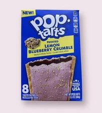 NEW KELLOGG’S FROSTED LEMON BLUEBERRY CRUMBLE POP TARTS 8 TOASTER PASTRIES NIB