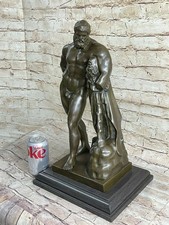 Nude Male Gay Interest Hercules Bronze Sculpture Marble Base Figurine Figure Art