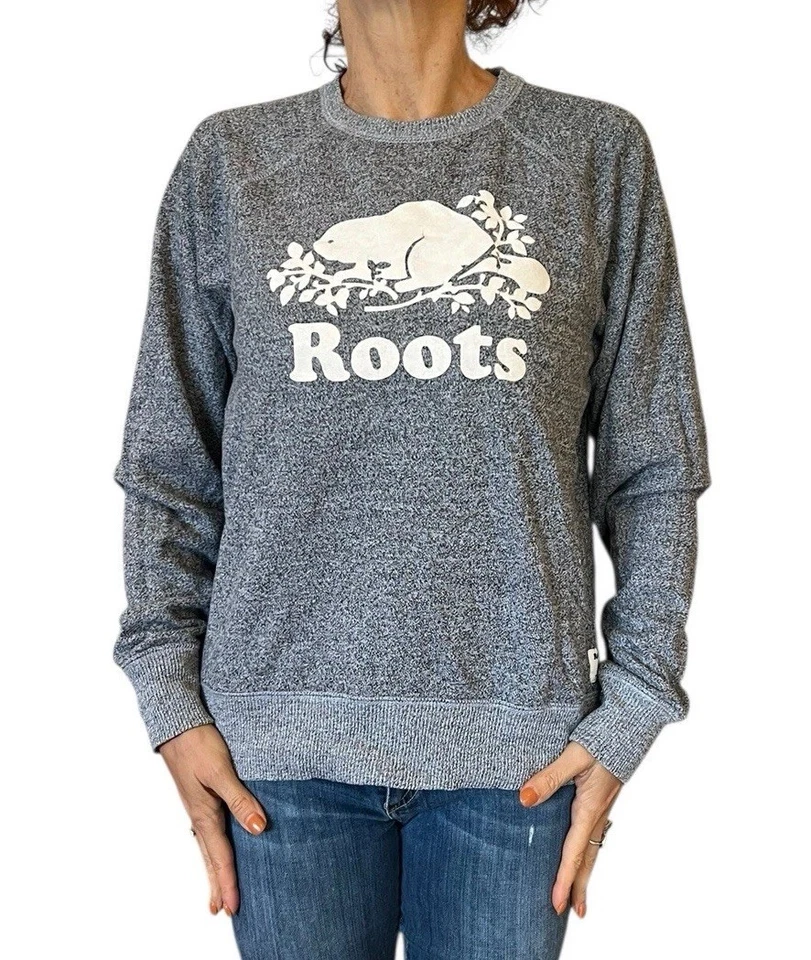 Women's Roots Original Salt & Pepper Crew Neck Sweatshirt Pullover Size Medium - Image 4 of 4