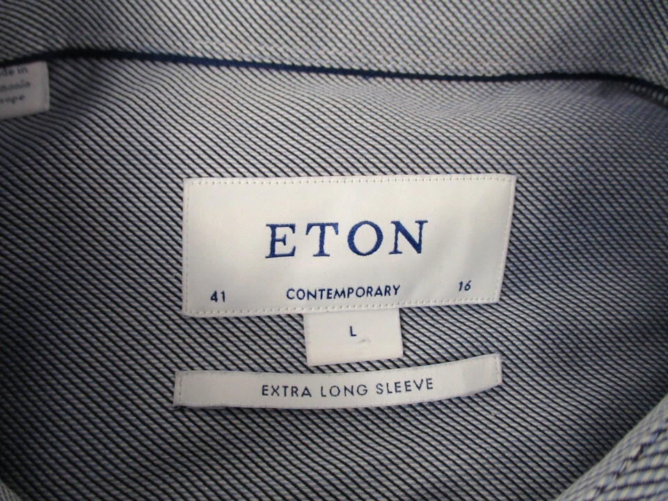 Camisa de vestir Eton para hombre 16 41 gris ajuste contemporáneo manga extra larga Foto 4 de 4
