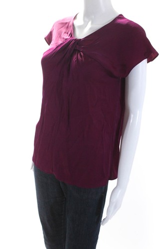 Milly Womens Short Sleeve Twist Crew Neck Silk Top Blouse Magenta Size 4 - Bild 2 von 6