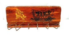 Vintage Wood Tie Accessory Rack Organizer Horse Cowboy Wagon Western Theme