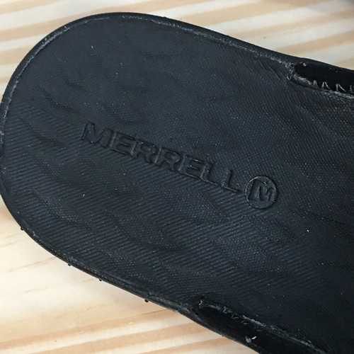 Merrell Sandals Womens 7 Flip Flop Black Leather Slip On Open Toe Flats J37496 - Picture 11 of 19