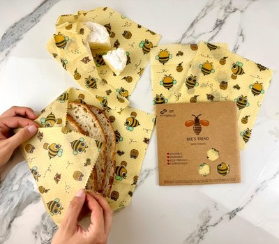 100% Natürliches Bienenwachs Lebensmittelverpackungen - 6er Pack Wiederverwendbar Bio Gemischte Größen Bienenwachs