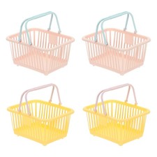 4PCS Mini Shopping Baskets with Handles Small Tiny Baskets, Pink Yellow