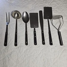 VTG EKCO Set 7 Spatula Spoon Fork Masher Stainless Steel Vanad Utensils Vanadium