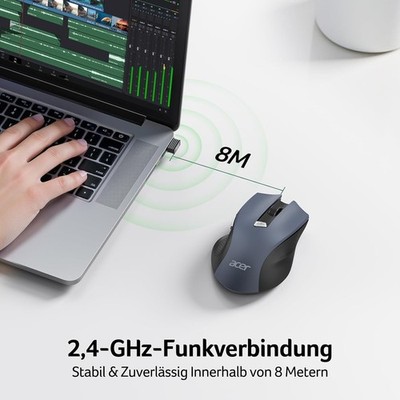 Acer Maus Kabellos, 2.4Ghz 1600 DPI Funkmaus, 3 Einstellbare DPI Wireless Mouse 