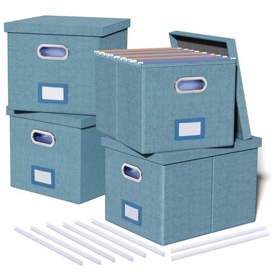4 Pack File Storage Organizer, Document Organizer, Portable File Box with Lid...