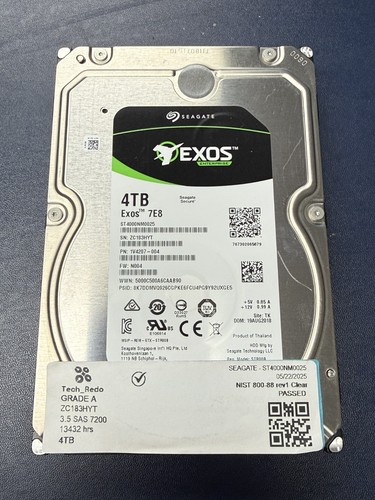 Seagate Exos 7E8 ST4000NM0025 4TB SAS Server Hard Drive 3.5" TESTED - Picture 1 of 4